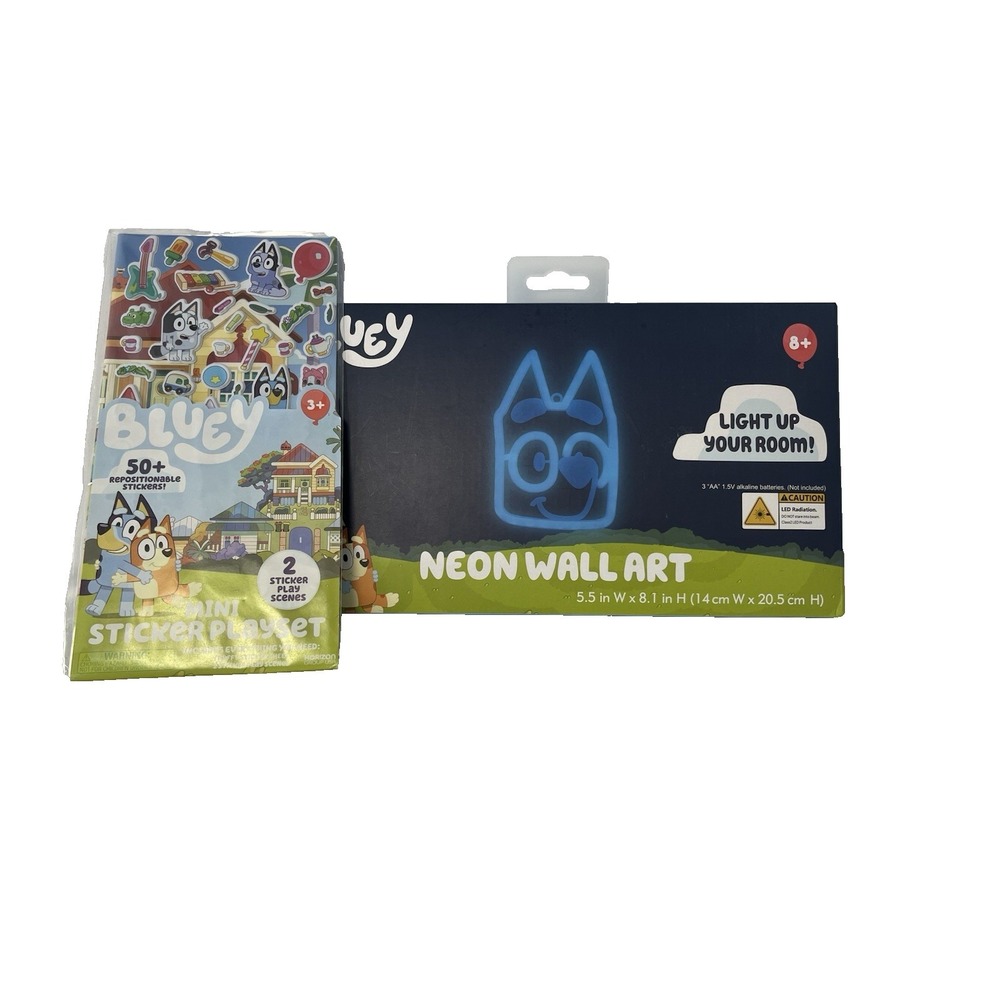 Bluey Neon Wall Art Sign w/ Sticker‎ Adventure Set NEW